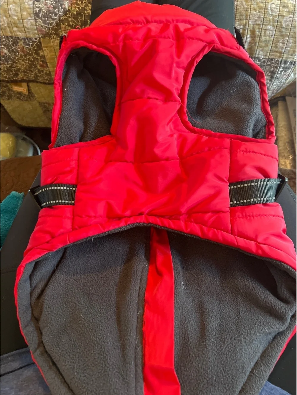 Nautica Pet Medium Red and Gray Insulated Dog Jacket with Harness